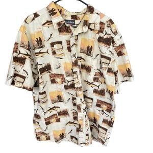 Woolrich‎ Shirt Mens Extra Large Tan Brown Fishing Button Up